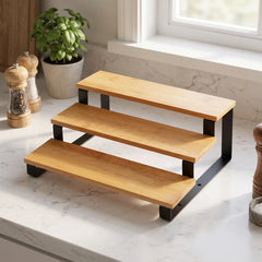 3 Tier Bamboo Stand With Metal Base