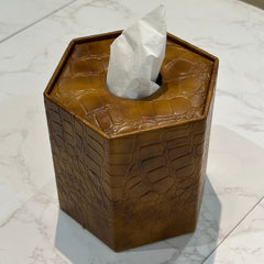 Leather Tissue Box Round -D2