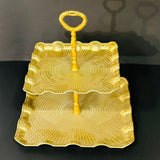 2 Tier Golden Pastry Tray (Square)