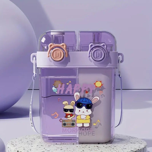 Bunny Dual-Drink Water Bottle -Purple