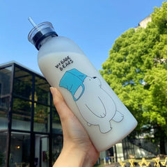 Cute Bear Straw Water Bottle -D3