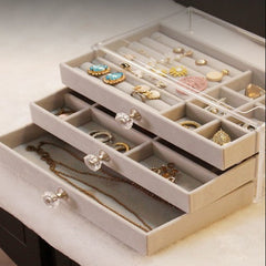 3 Drawers Acrylic Jewellery Box-Grey