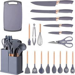 19 Pcs Silicone Cooking Kitchen Utensils Set Grey