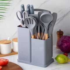 19 Pcs Silicone Cooking Kitchen Utensils Set Grey