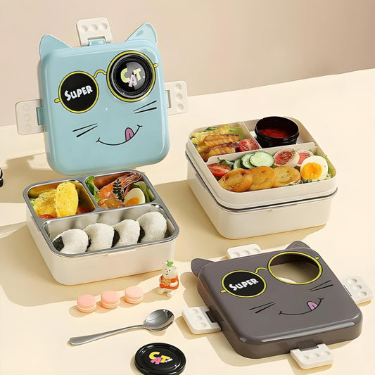 Super Cat Design Bento Lunch Box-Dark Grey