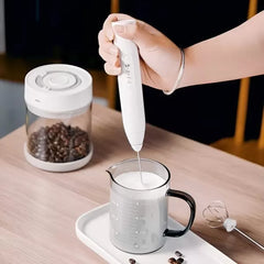 2in1 USB Rechargeable Coffee Beater-White