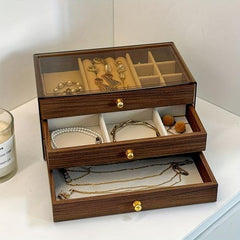 3 Drawer Wooden Jewelry Storage Box