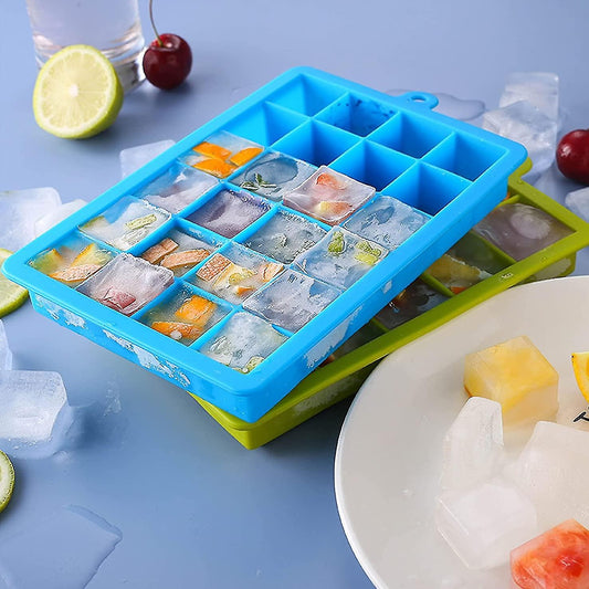 24 Holes Silicone Ice Cube Tray With Cover