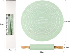 Set of Silicone Rolling Pin with Baking Sheet -Blue