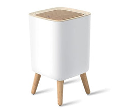 7L Press-Top Modern Square Plastic Trash Bin with Lid