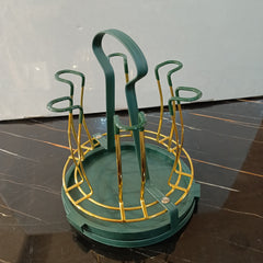 Glass Stand Golden Green Round