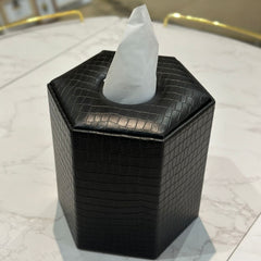 Leather Tissue Box Round -D1