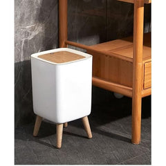 7L Press-Top Modern Square Plastic Trash Bin with Lid