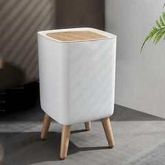 7L Press-Top Modern Square Plastic Trash Bin with Lid