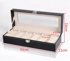 6 Slot Leather Watch Box