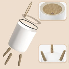 7L Press-Top Modern Round Plastic Trash Bin with Lid