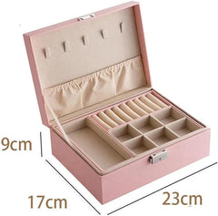 Double Layer Leather Jewellery Box-Pink
