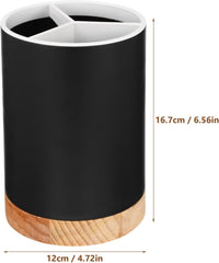 Wood Base Cutlery Storage Container-Black