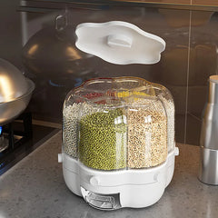 6 Compartment Grain Storage Box Small -White