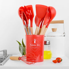 12 pcs Non-Stick Cooking Kitchen Utensils Medium-Red