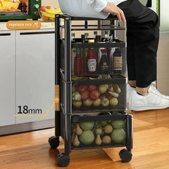 3 Tiers Rotatable Storage Trolley - Square