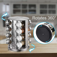 16in1 Stainless Steel Revolving Spice Masala Jar Rack