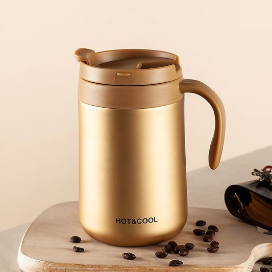 1 Pc Vacuum Coffee Mug 500ml-Golden