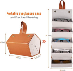 5 Slots Leather Sunglasses Organizer-Brown