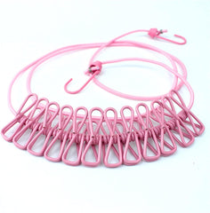 Cloth Drying Rope with 12 Clips