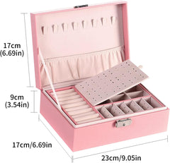 2 Layer Pu Leather Jewellery Box-Pink
