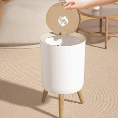 7L Press-Top Modern Round Plastic Trash Bin with Lid