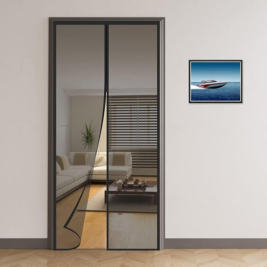 Magnetic Mosquito Net for Door Black