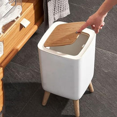 7L Press-Top Modern Square Plastic Trash Bin with Lid