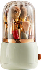 360°Rotating Base Makeup Brush Holder with Lid-Light Green