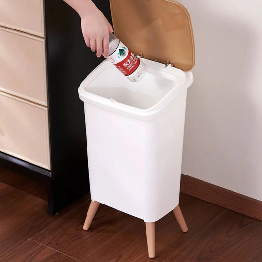 16L Press-Top Modern Trash Bin with Lid White