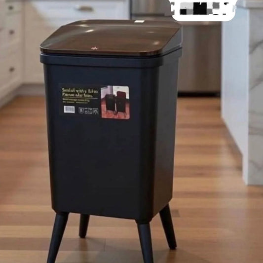 16L Press-Top Modern Trash Bin with Lid Black