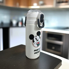Cartoon-Themed Steel Water Bottle -White