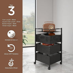 3 Tiers Rotatable Storage Trolley - Square