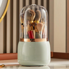 360°Rotating Base Makeup Brush Holder with Lid-Light Green
