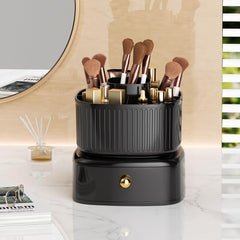 Rotating Cosmetic Holder with Drawer-Black
