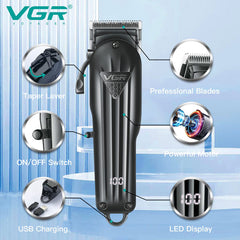 VGR V-282 Digital Display Cordless Electric Hair Cutter Kit