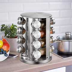 16in1 Stainless Steel Revolving Spice Masala Jar Rack