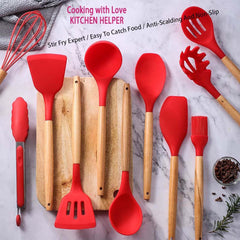 12 pcs Non-Stick Cooking Kitchen Utensils Medium-Red