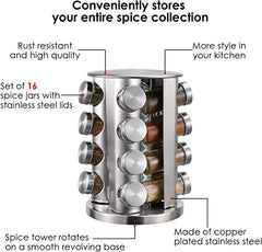 16in1 Stainless Steel Revolving Spice Masala Jar Rack