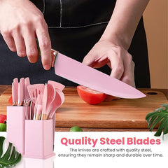 19 Pcs Silicone Cooking Kitchen Utensils Set Pink