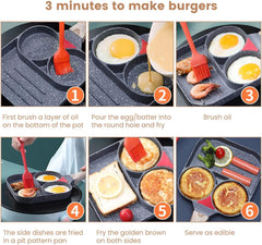 3 Slot Frying Pan Medium-Black