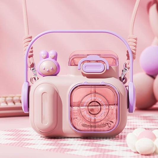 Camera Shaped Water Bottle Bounce Lid-Pink