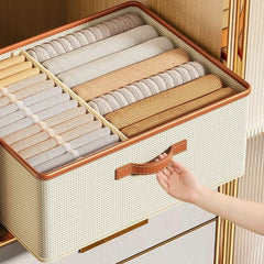 2 Partition Foldable Wardrobe Organizer-Offwhite