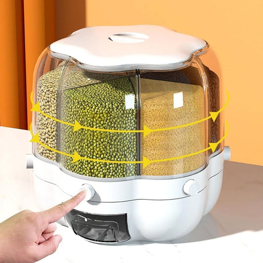 6 Compartment Grain Storage Box Small -White