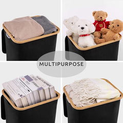 Foldable Laundry Storage Basket Black-L